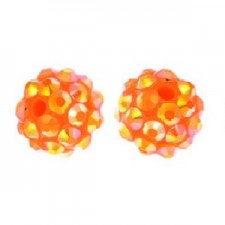 Resin rhinestone shamballa bead 10x12mm Bright orange AB